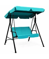 2 Person Weather Resistant Canopy Swing for Porch Garden Backyard Lawn