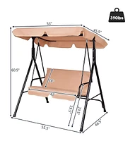 2 Person Weather Resistant Canopy Swing for Porch Garden Backyard Lawn