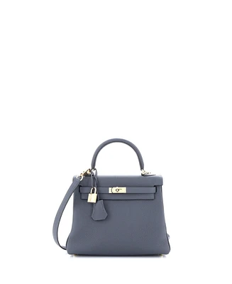 Pre-Owned Hermes Kelly Handbag Grey Togo with Permabrass Hardware
