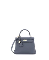 Pre-Owned Hermes Kelly Handbag Grey Togo with Permabrass Hardware