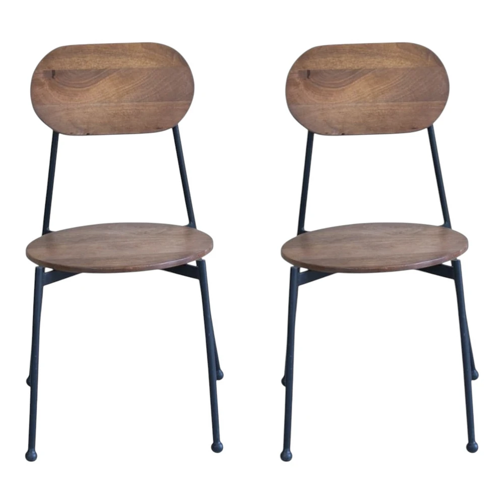 Set of Two Metal and Wood King Louis Back Dining Side Chairs