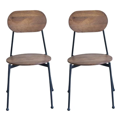 Set of Two Metal and Wood King Louis Back Dining Side Chairs
