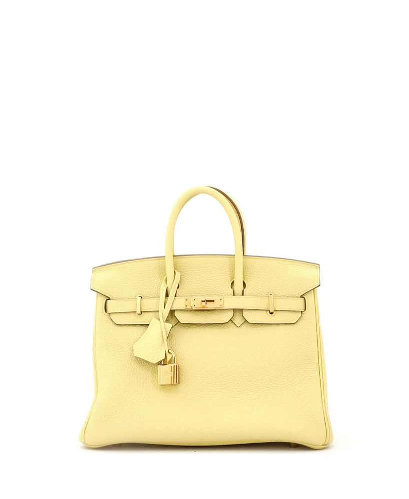 Pre-Owned Hermes Birkin 25 Handbag Yellow Togo with Gold Hardware