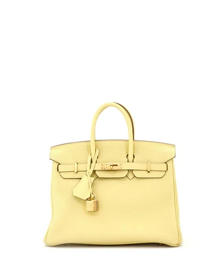 Pre-Owned Hermes Birkin 25 Handbag Yellow Togo with Gold Hardware