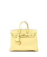 Pre-Owned Hermes Birkin 25 Handbag Yellow Togo with Gold Hardware