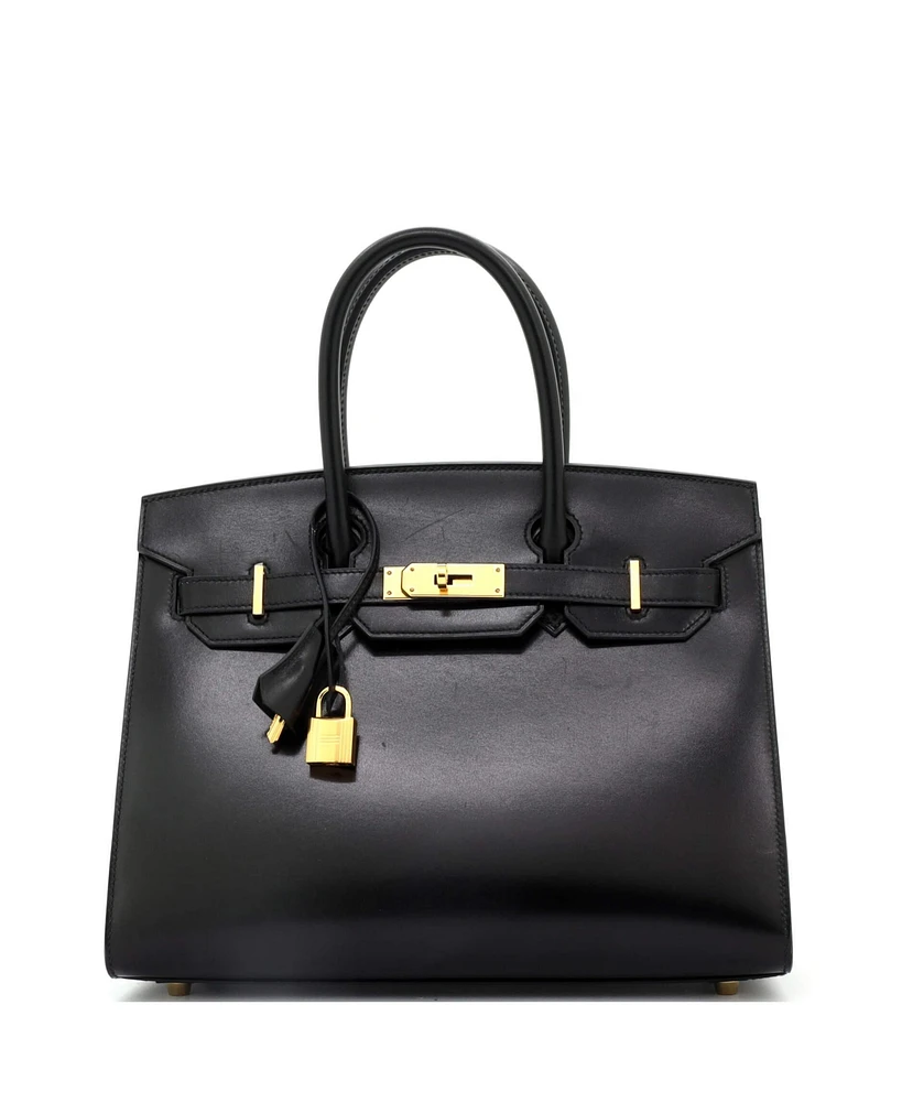 Pre-Owned Hermes Birkin 30 Handbag Black Box Calf with Gold Hardware