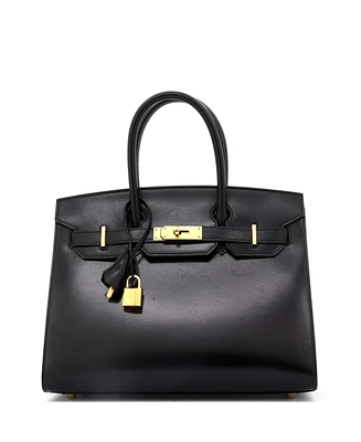Pre-Owned Hermes Birkin 30 Handbag Black Box Calf with Gold Hardware