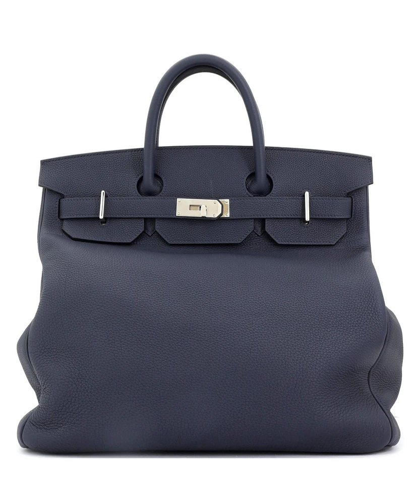 Pre-Owned Hermes Hac 40 Handbag Blue Togo with Palladium Hardware