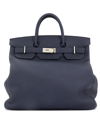 Pre-Owned Hermes Hac 40 Handbag Blue Togo with Palladium Hardware