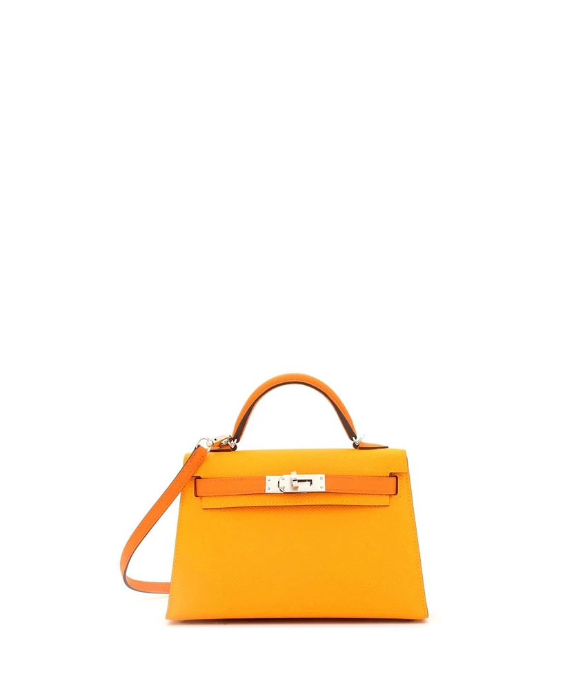 Pre-Owned Hermes Kelly 20 Handbag Bicolor Epsom with Palladium Hardware