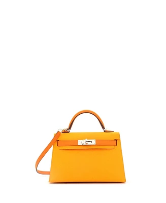 Pre-Owned Hermes Kelly 20 Handbag Bicolor Epsom with Palladium Hardware