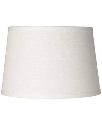 White Linen Small Drum Lamp Shade 10" Top x 12" Bottom x 8" High (Spider) Replacement with Harp and Finial - Springcrest