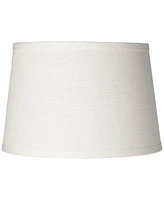 White Linen Small Drum Lamp Shade 10" Top x 12" Bottom x 8" High (Spider) Replacement with Harp and Finial - Springcrest