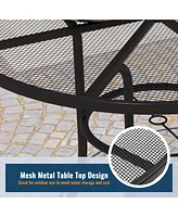 Black 5-Piece Metal Outdoor Patio Dining Set with Round Table with 1.9 in. Umbrella Hole and Swivel Chairs