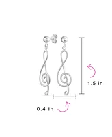 Bling Jewelry Musical Music Treble Clef Note Large Dangle Stud Earrings .925 Sterling Silver