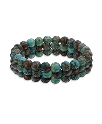 Bling Jewelry Set of 3 Simple Natural Stones Round Bead Stretch Bracelet Stackable