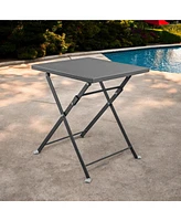 Square End Table with Polished Stainless Steel Frame