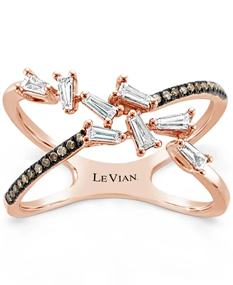 Le Vian Chocolatier Vanilla Diamond & Chocolate X Motif Statement Ring (3/8 ct. t.w.) in 14k Rose Gold