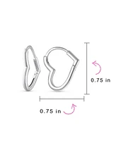 Bling Jewelry Romantic Heart Shaped Mini Hoop Huggie Earrings Sterling Silver .75 Inch