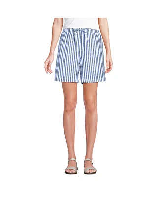 Lands' End Women's Linen High Rise Pull On 7" Shorts