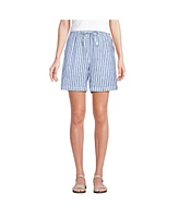 Lands' End Women's Linen High Rise Pull On 7" Shorts