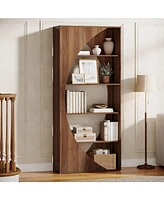 Tribesigns 70.9-Inch Free Standing Tall Bookcase, 5-Tier Bookshelf, Modern Wood Open Storage Shelves for Living Room, Bedroom, Home Office, Walnut