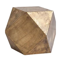 Rustic Charm Hexagonal End Table with Square Top and Distressed Wood Finish