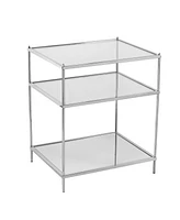 End Table with Glass Top and Mirrored Shelf for Modern Home Decor
