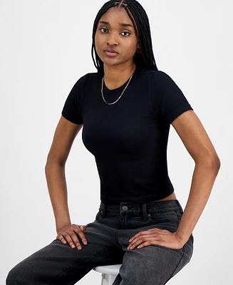 Hippie Rose Juniors' Seamless Crewneck Ribbed Tee