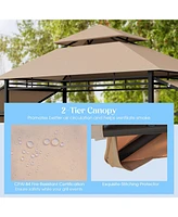 13.5 x 4 Feet Patio Bbq Grill Gazebo Canopy with Dual Side Awnings