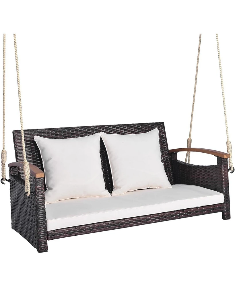2-Person Patio Rattan Porch Swing