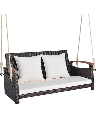 2-Person Patio Rattan Porch Swing