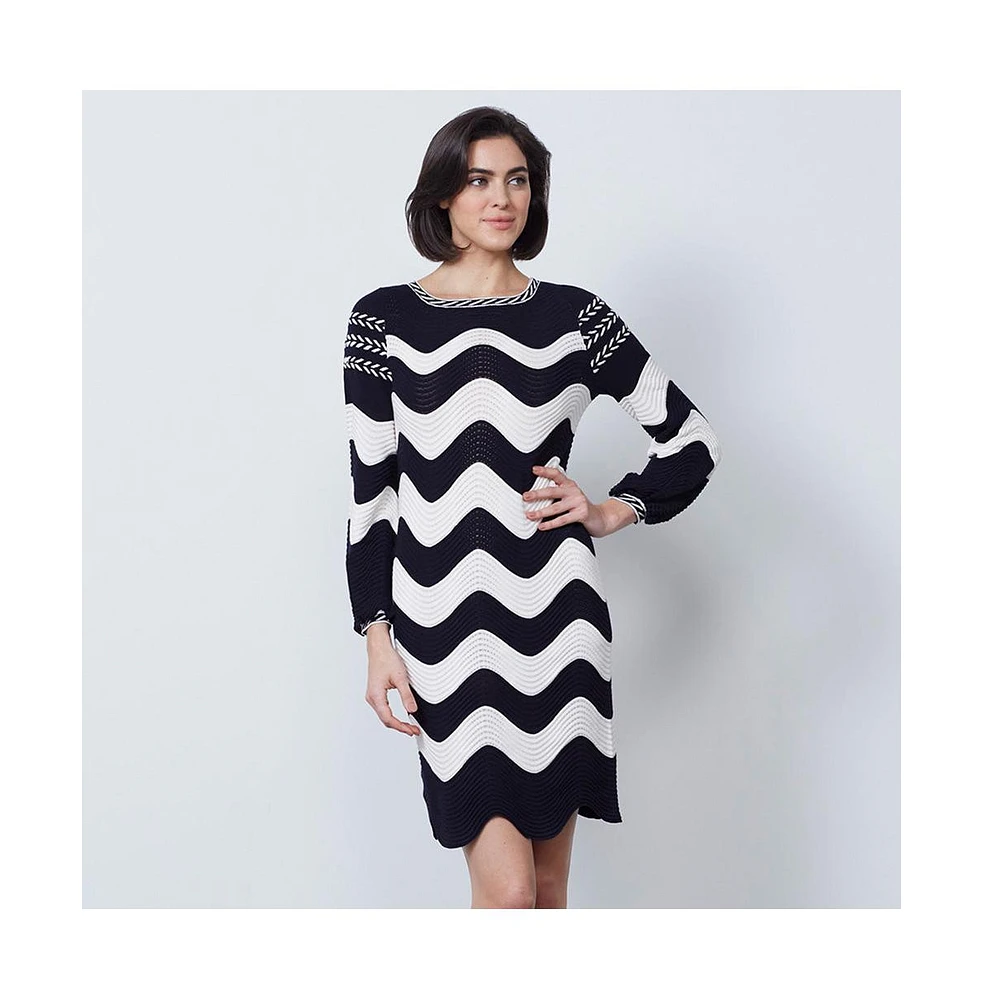 Etcetera Women's Wavy Sweater Dress Whitecap