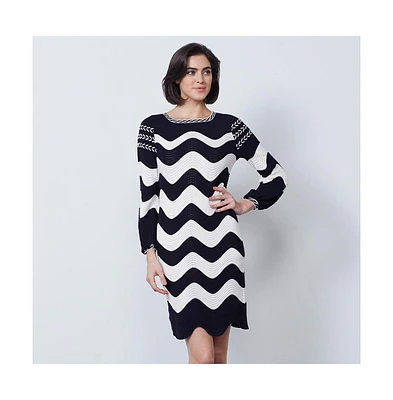Etcetera Women's Wavy Sweater Dress Whitecap