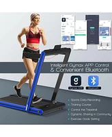 2-in-1 Folding Treadmill with Dual Led Display-Navy