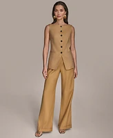 Donna Karan New York Women's Linen-Blend Wide-Leg Pants, Regular & Petite