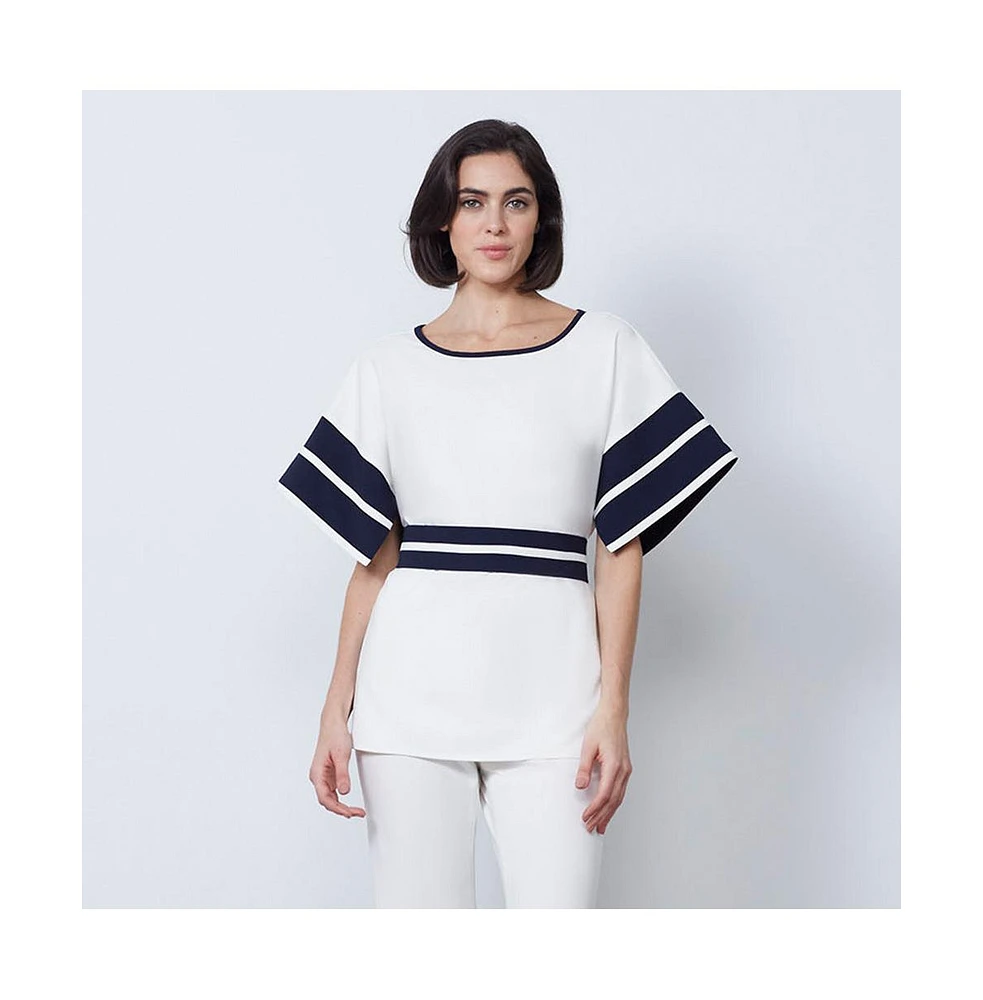 Etcetera Women's Pullover Two-Color Tunic Blouse Fathom