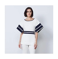 Etcetera Women's Pullover Two-Color Tunic Blouse Fathom