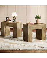 Tribesigns 31.5" Farmhouse End Side Table Set of 2, Mid-Century Modern Sofa Side Table with Heavy-Duty Wooden Pedestal for Living Room, Bedside N