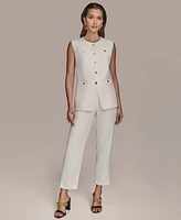 Donna Karan New York Women's Linen-Blend Collarless Vest