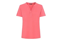 Olsen Women's Embroidered Split V-Neck T-Shirt