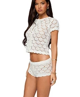 Edikted Women's Elisa Open Knit Button Up Top