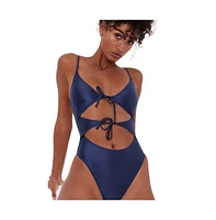 Flirtt Gottex Women's Satin Touch Triangle Cut Out One Piece Swimsuit