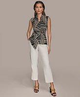 Donna Karan New York Women's Sleeveless Printed V-Neck Top