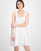 Pink Rose Juniors' Bubble-Strap Tiered Mini Dress