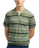 Men's Winder Short Sleeve Striped Polo Sweater