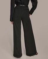 Donna Karan New York Women's Pinstripe Wide-Leg Belted Pants, Regular & Petite