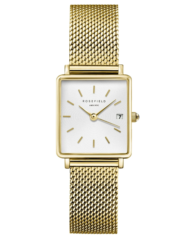 Rosefield Boxy Xs Women's Gold Tone Stainless Steel Mesh Bracelet Watch 24mm