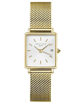 Rosefield Boxy Xs Women's Gold Tone Stainless Steel Mesh Bracelet Watch 24mm