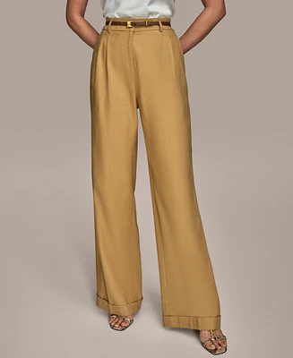 Donna Karan New York Women's Linen-Blend Wide-Leg Pants, Regular & Petite